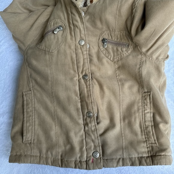 Kids Tan Hooded Jacket with Faux Fur by [Brand] - Picture 8 of 8